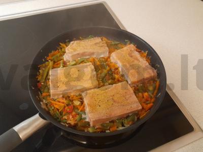 Lašišos filė su žaliąja pupelių Žingsnis 3