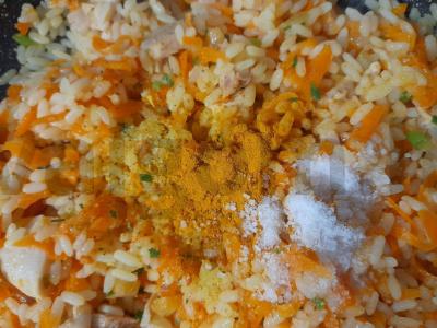 Birus ryžiai su prieskoniais, vištiena ir daržovėmis Žingsnis 11