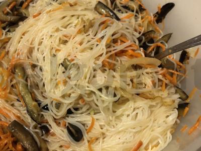 Funchosa su baklažanais ir sojų padažu Žingsnis 11