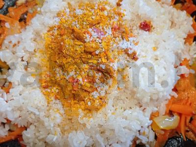 Aštrūs vištienos šlaunelės su ryžių ir daržovių garnyru Žingsnis 8