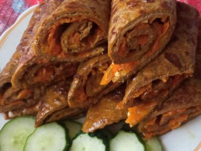 Užkandžių kepenų ritinėliai su česnaku pagrindine nuotrauka