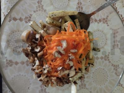 Tofu salotas su grybais ir riešutais Žingsnis 5