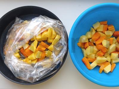 Anties kaklo česnako-medaus marinate su moliūgo ir bulvių garnyru Žingsnis 6