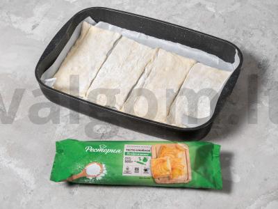 Tortas „Napoleonas“ iš paruošto sluoksniuoto tešlos Žingsnis 2