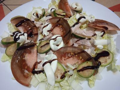 Pekino kopūstų, feijoa ir keptos vištienos salotas Žingsnis 7