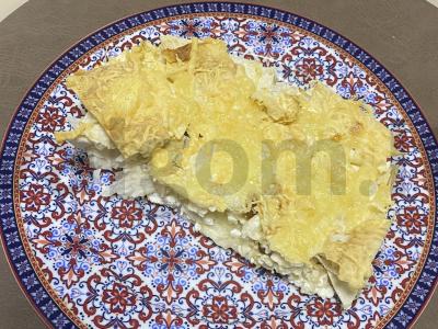 Sluoksniuota lazanija iš lavašo su sūriu, varške ir aviečių džemu Žingsnis 9