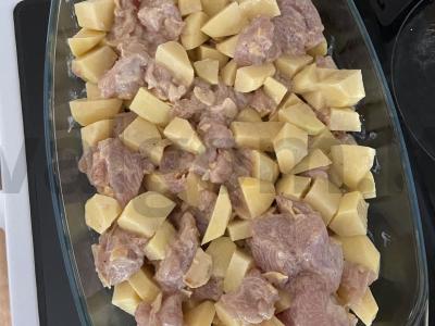 Indėnų azu, keptas su bulvėmis grietinės-sojų padaže Žingsnis 5