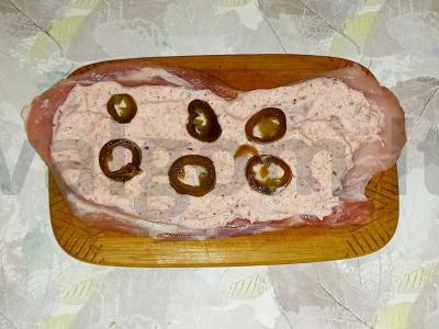 Kiaulienos ritinėliai su termostatu jogurtu ir jalapeño Žingsnis 3