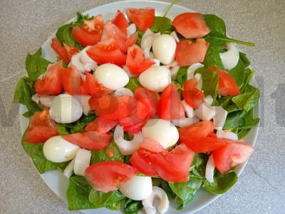 Salotos su kalmarais, putpelių kiaušiniais, grūdėta garstyčia ir sausainiais Žingsnis 4