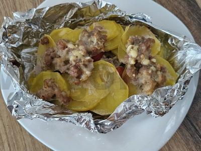 Bulvių ir faršo apkepas vakarienei Žingsnis 7