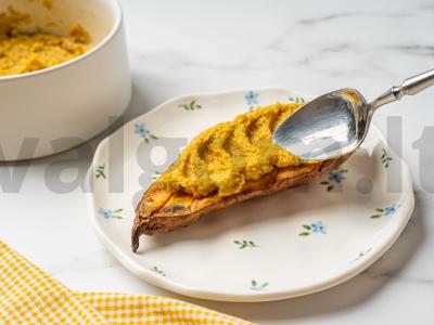 Saldžiojo bulvių laivas su avinžirnių įdaru Žingsnis 3