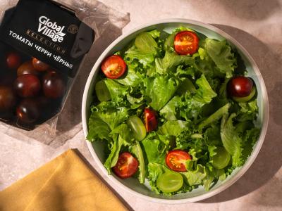 Salotas su vyšniniais pomidorais, feta sūriu ir vynuogėmis Žingsnis 1