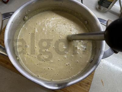 Grybų grietinėlės sriuba su skrudintais duonos kubeliais Žingsnis 6