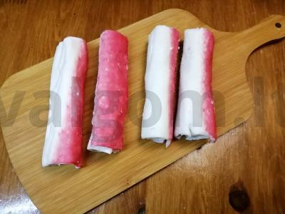 Krabų lazdelės užkandis su varškės įdaru ir brie sūriu Žingsnis 7