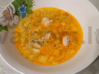 Sriuba ant mėsos sultinio su vermišeliais ir prieskoniais pagrindine nuotrauka