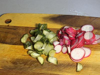 Salotas su kukurūzais ir žirneliais Žingsnis 1