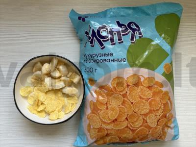 Manų košė su bananais ir kukurūzų dribsniais Žingsnis 10