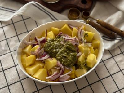 Bulvės su vištiena ir pesto padažu Žingsnis 3