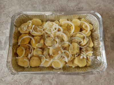 Kepta upėtakis su bulvėmis ir daržovių mišiniu Žingsnis 3