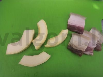 Bulvės su šonine ir cukinija Žingsnis 2