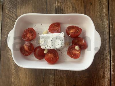 Grietinėlės makaronai su feta ir vyšniniais pomidorais per 20 minučių Žingsnis 4