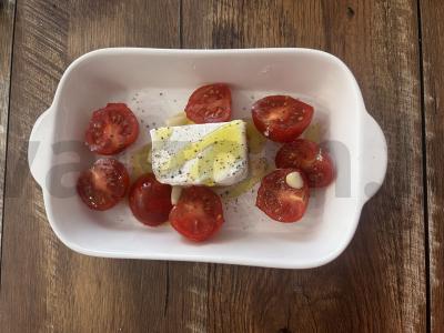 Grietinėlės makaronai su feta ir vyšniniais pomidorais per 20 minučių Žingsnis 5