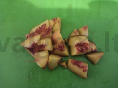 Vasaros desertas su arbūzu, persiku ir kukurūzų lazdelėmis Žingsnis 2