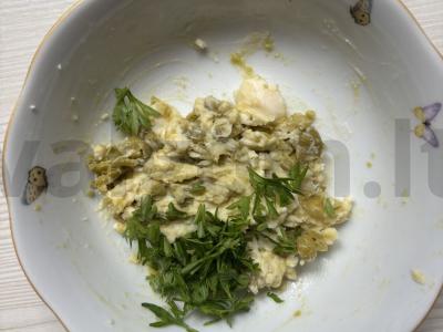 Krekeriai su lydytu sūriu ir kumpiu Žingsnis 4