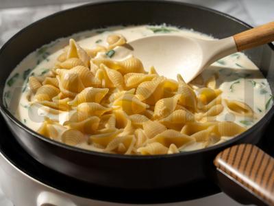 Labai sūrio makaronai su špinatais Žingsnis 7