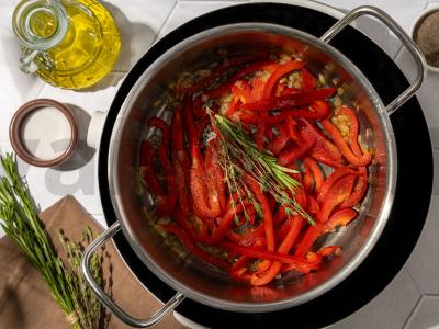 Makaronai su burrata ir daržovių padažu Žingsnis 2