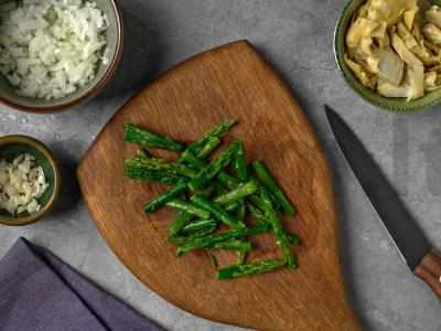 Makaronai su žaliais daržovėmis Žingsnis 1