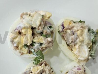 Įdarytos kiaušiniai su tunu ir kalendra Žingsnis 6