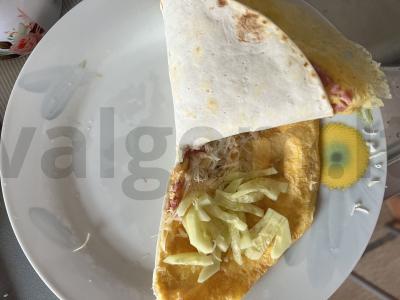 Tortilija su sūriu ir rūkytomis dešromis Žingsnis 9