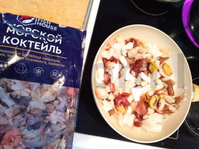 Makaronai su jūros gėrybėmis pietums Žingsnis 2