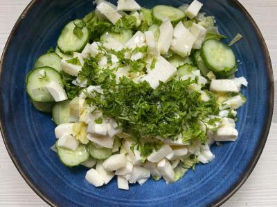 Salotas „Žalias“ su mocarela ir kiaušiniu Žingsnis 5