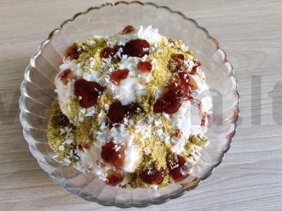 Ledų desertas su aviečių uogiene ir pistacijomis Žingsnis 6