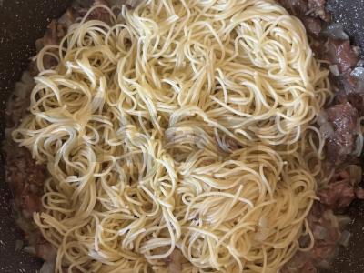 Makaronai su jautiena, troškinti keptuvėje Žingsnis 9