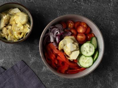 Viduržemio jūros salotas su pupelėmis Žingsnis 1