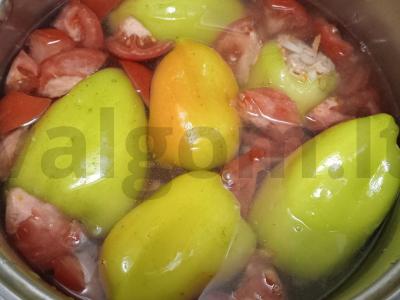 Paprikos su vištienos faršu, bulguru ir ryžiais Žingsnis 9