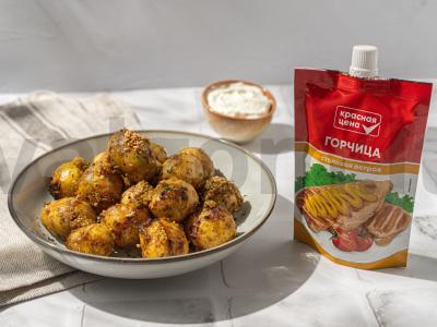 Keptas mažas bulvės su garstyčiomis pagrindine nuotrauka