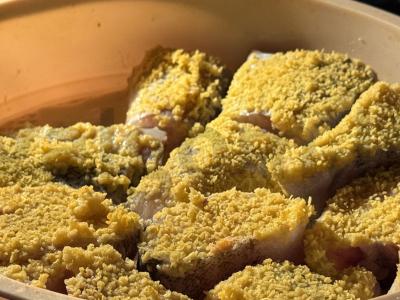 Keptas menkė orkaitėje tempura tešloje pagrindine nuotrauka