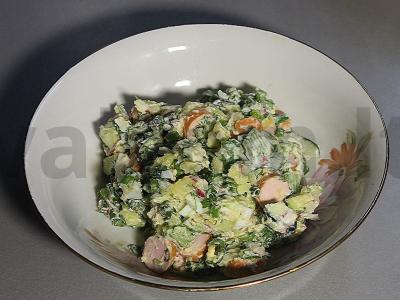 Okrška su jogurtu ir gazu su daržovėmis ir dešrelėmis Žingsnis 16