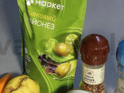 Salotas „Mimoza“ su menkės ikrais Žingsnis 1