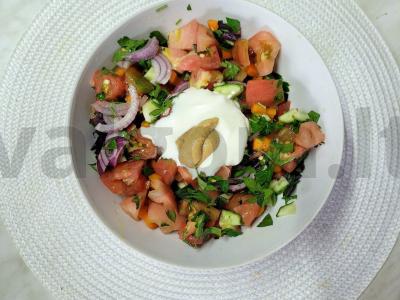 Sultingas daržovių salotas su garstyčių padažu Žingsnis 6