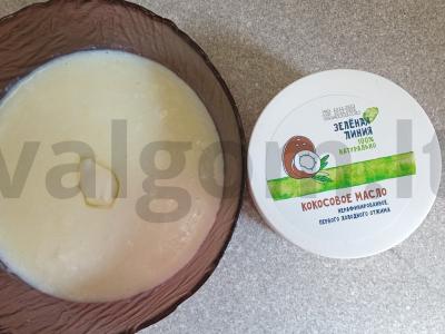 Manų košė su kokosų aliejumi, džiovintomis abrikosais, uogiene ir pekano riešutais Žingsnis 3