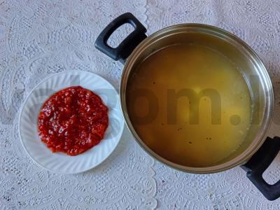 Pomidorų sriuba su ryžiais ir bulvėmis mėsos sultinyje Žingsnis 5