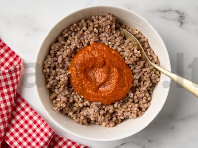 Žalioji grikių košė su keptų daržovių padažu Žingsnis 4