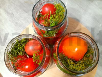 Sūdyti pomidorai su krienų lapais žiemai Žingsnis 4