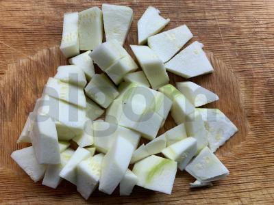 Sriuba-pyragas su rukola, sūriu, cukinija ir šonine Žingsnis 4