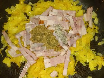 Ryžiai su virta-rūkyta šonine grietinėje Žingsnis 5